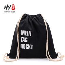 Высокое качество черный холст шнурок рюкзак